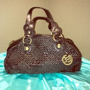 Elliott Lucca Woven Leather Black Gold Hardware